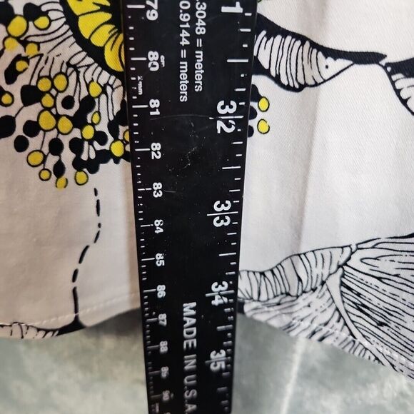 D By Y Ltd Sz 10 Black Yellow White  Dress fit and flare cotton sleeveless - Picture 4 of 12